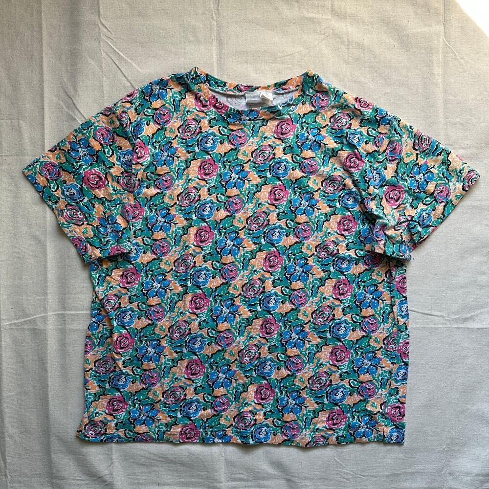 Vintage 90s Just My Size Floral Cotton Shirt/Dress Oversized Womens 4X